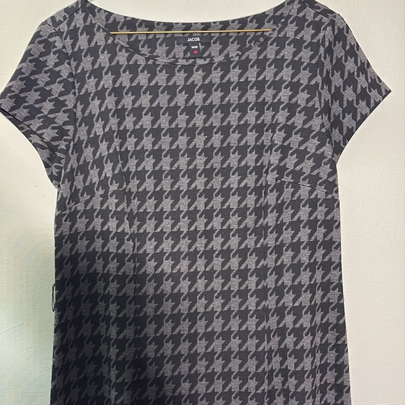 Jacob black and gray houndstooth Sheath Dress Short Sleeve M - Picture 2 of 5